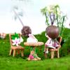 3Pcs Resin Miniature Bench Layout Table Chair Toy House Micro Figure Decoration Home Furniture Succulents Accessories