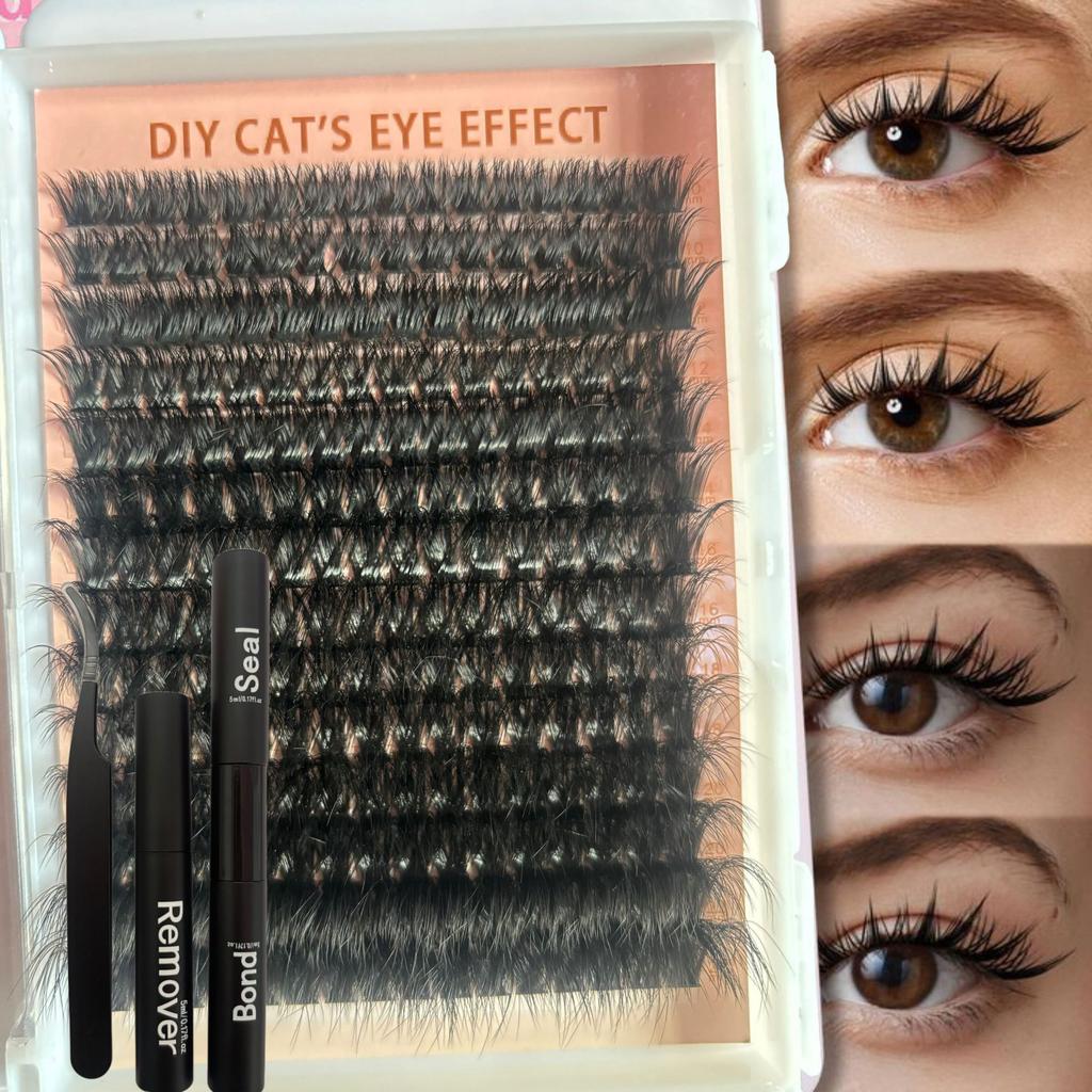 Lash Clusters 300D Thick Long 12-24mm Volume Eyelash Extensions 340pcs Wispy Individual Lashes D Curl Waterproof Synthetic