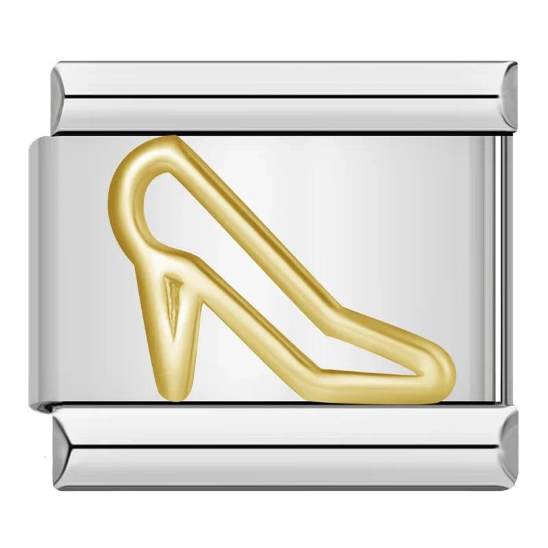 9mm Width Original Daisy Heart Flower Butterfly Cross Green Italian Charm Bracelet Stainless Steel Jewelry Making DJ001