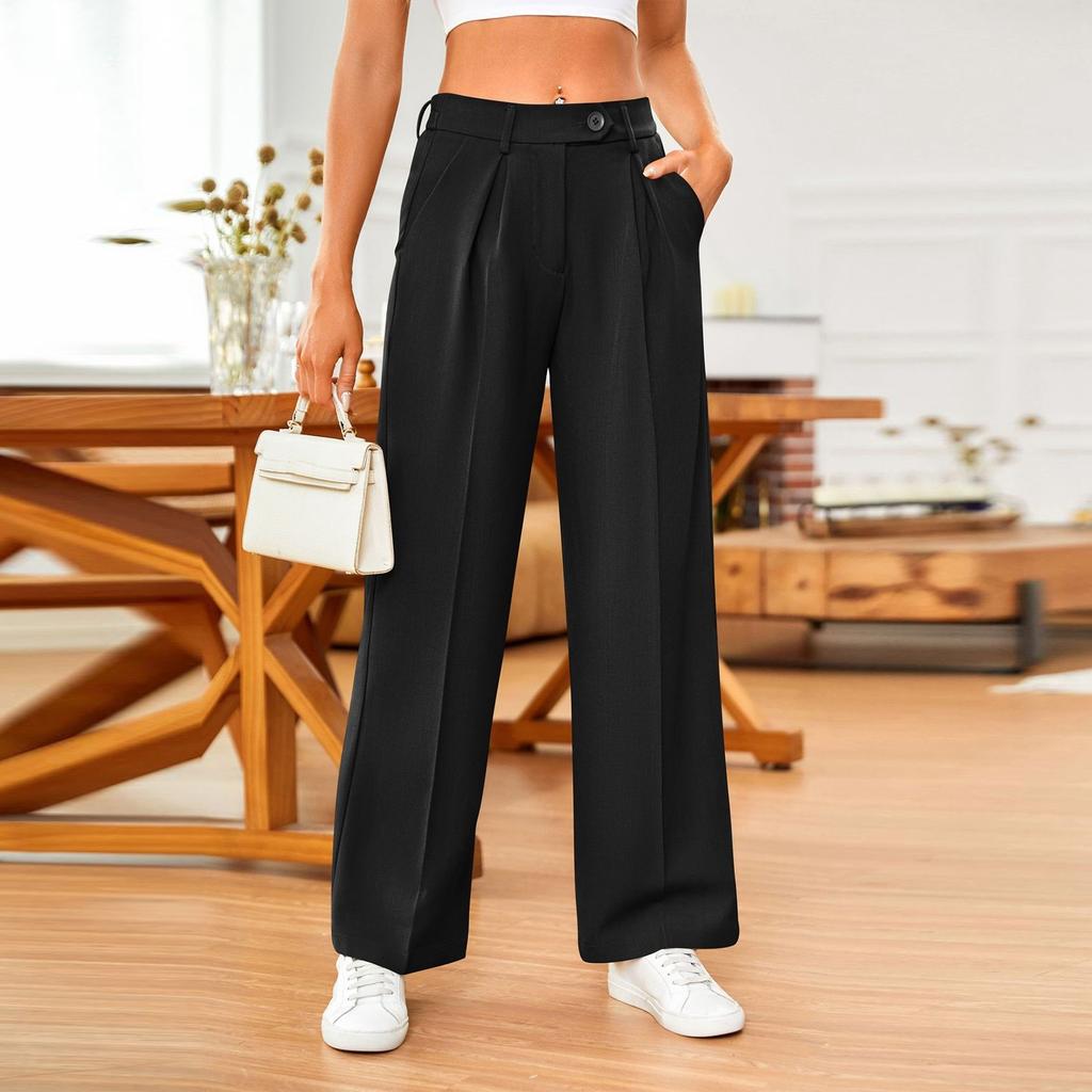 Women's Autumn Temperament Commuting Casual Loose Wide Leg Straight Leg Suit Pants Long Pants