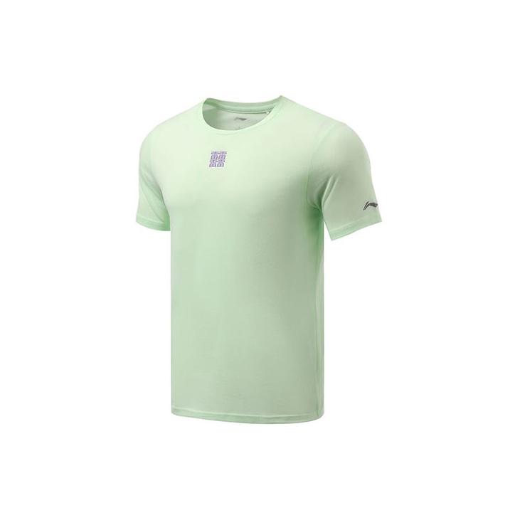 Футболка Li Ning Running Series с принтом и круглым вырезом, с коротким рукавом, мужская, небесно-зеленая ATSR477-2