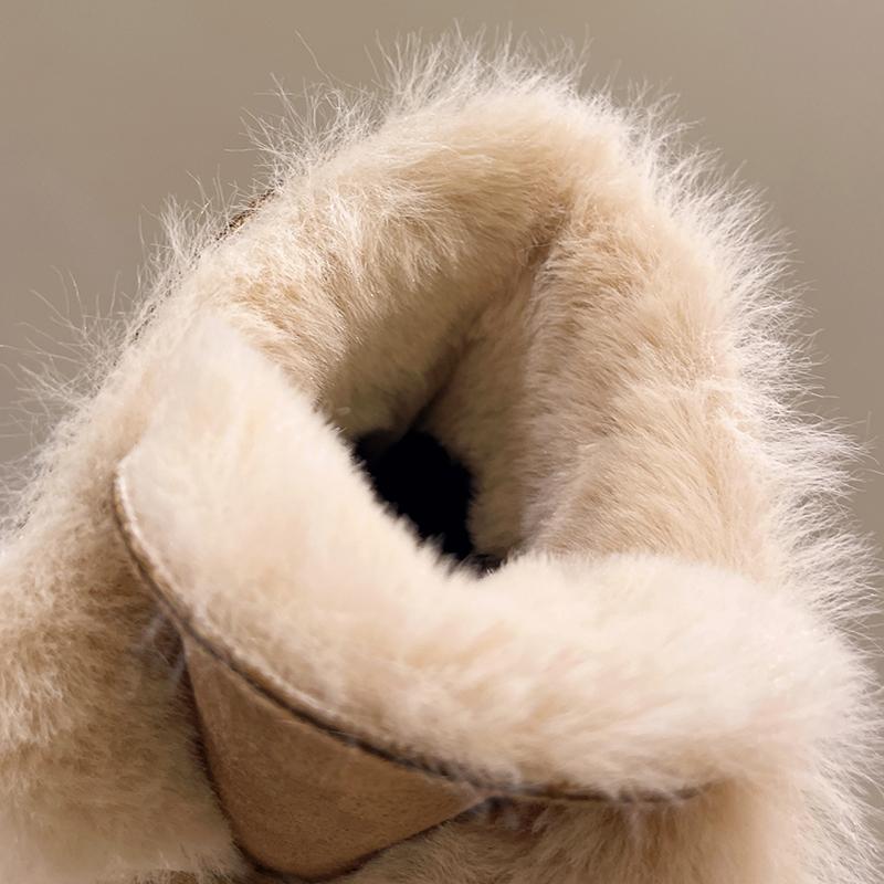 Мода модные утолщенные плюшевые зимние сапоги для женщин 2024 зимние сапоги на платформе из искусственного меха до середины голени женские нескользящие теплые хлопковые подбитые туфли