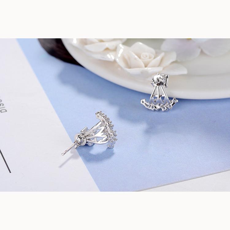 Back Hanging Zirconia 1 Pairs Shiny Zircon Stud Earrings for Women Vintage Wedding Jewelry Classy and Elegant Trendy Girl Gift