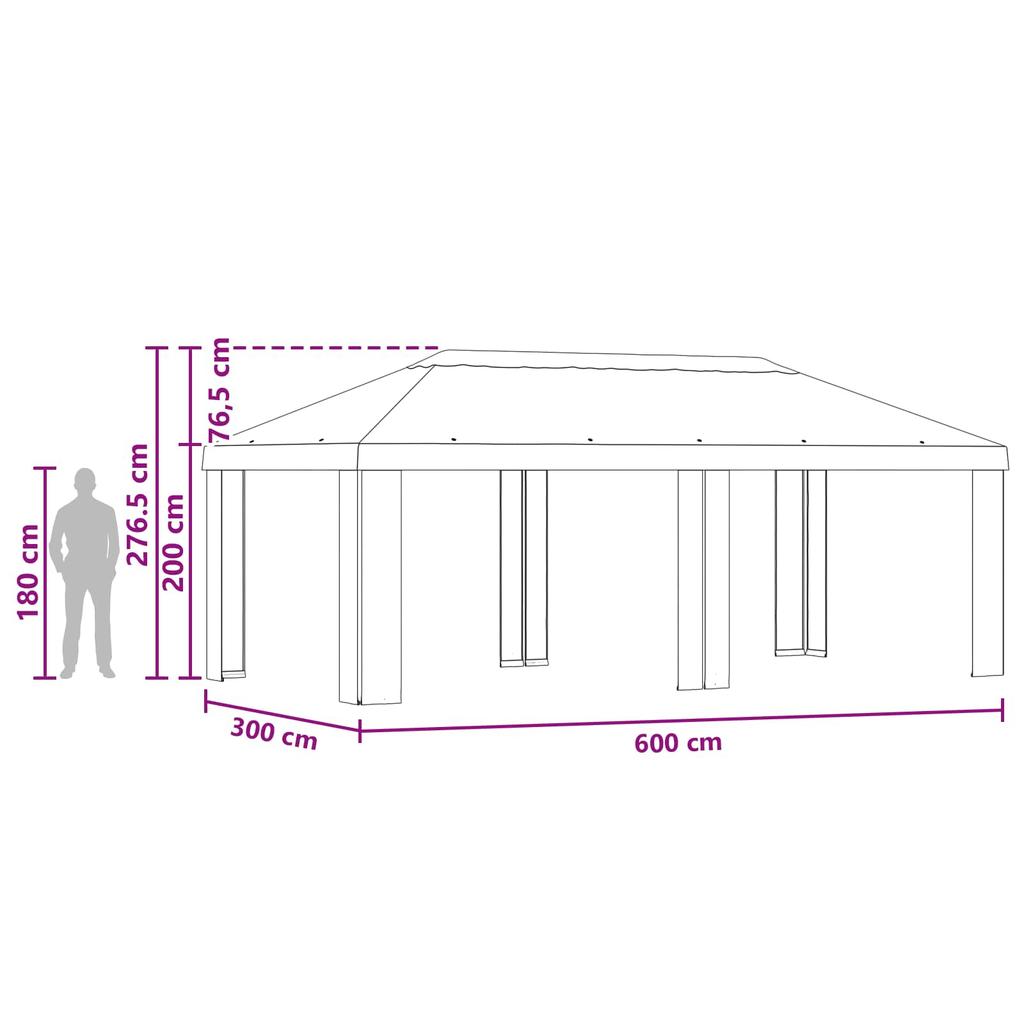Gazebo Cover 6 x 3 m Burgundy Polyester 190 gsm