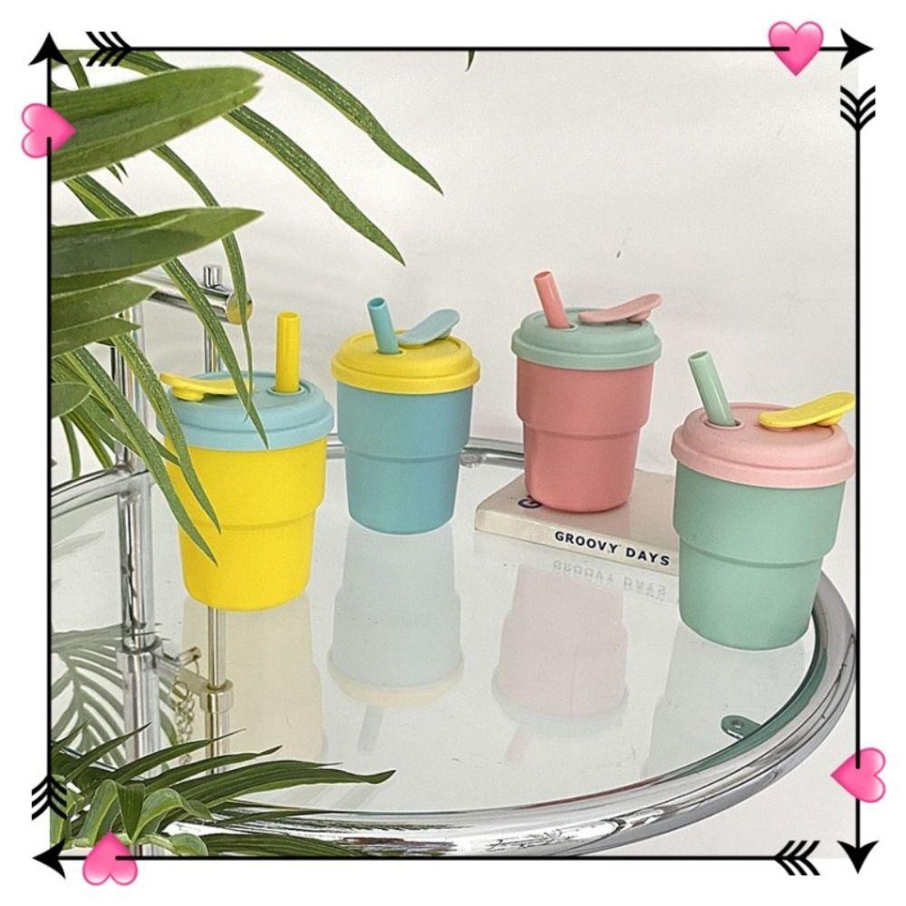 380ML Cartoon Straw Cup Leakproof Sport Water Bottle Children's Plastic Cup Children Birthday Gift