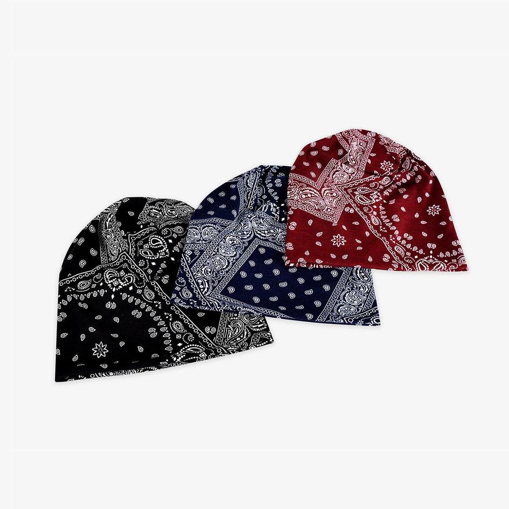 Unisex Paisley Cotton Cuffed Beanie: Spring/Summer Double Layer Stretch for Trendy Street Dance Fashion