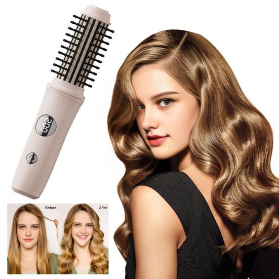 Беспроводная плойка-щетка 3-в-1 с быстрым нагревом, термощетка, перезаряжаемая, дорожная, круглая с подогревом