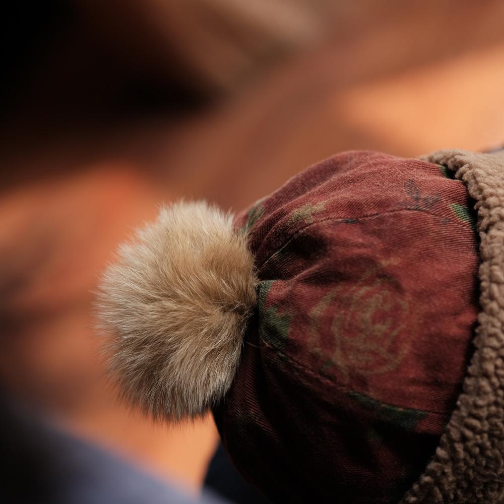 Johnature Женская винтажная теплая шерстяная шапка пэчворк с красным цветочным узором