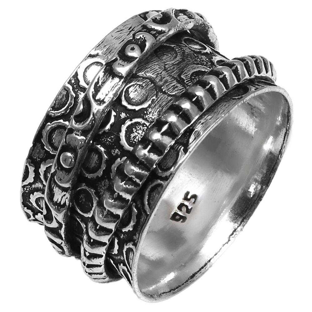 Серебряное кольцо-спиннер для женщин, четыре кольца-спиннера, серебряное ювелирное кольцо "7"