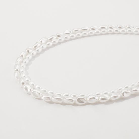 2 Pcs Women Stackable Double-layer Faux Pearl Smooth Lobster Clip Solid Color Neck Jewelry