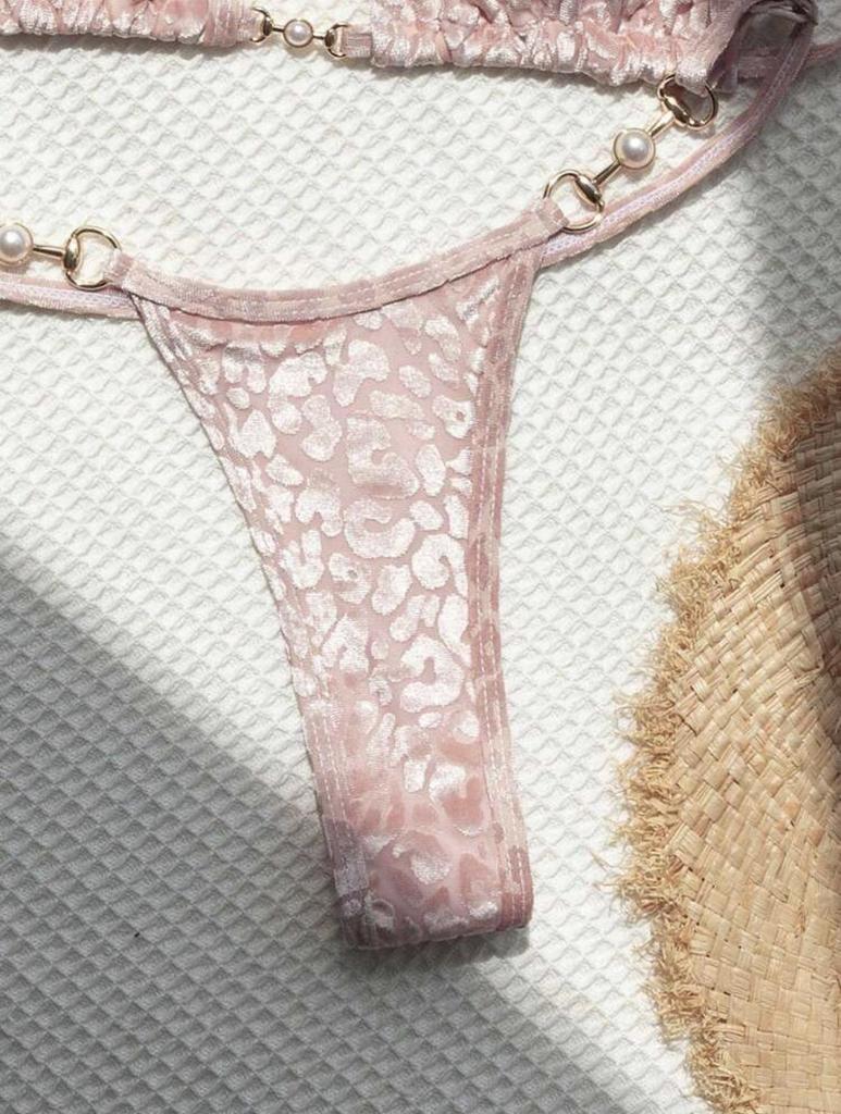 2025 Pearl Leopard Print Sexy Thong Swimsuit