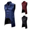 Men Vest Retro Sleeveless Slim Fit Mid Lengtn Irregular Hem Lapel Double-breasted Split Hem Soft Printed Loyal Gentlemen Medieval Waistcoat