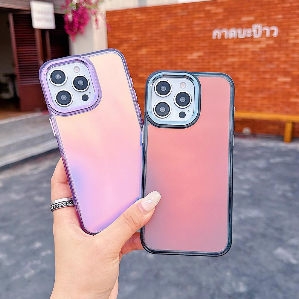 KEYSION Модный цветной лазерный градиентный чехол для телефона iPhone 14 15 Pro Max Мягкий ударопрочный задний чехол из ТПУ+ПК для iPhone 14 15 Plus
