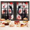 2-Piece Halloween Zombie Ghost Decor Bloody Window Scary Backdrop Outdoor Horror Hanging Cloth Spooky Party Supplies