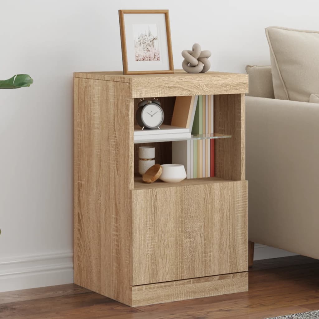 Sideboard with LED Lights Sonoma Oak 41 x 37 x 67 cm
