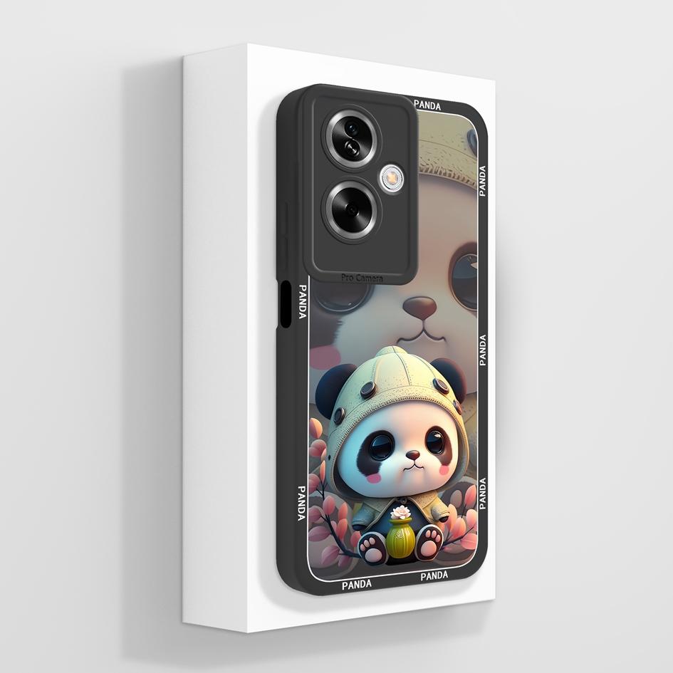 Для OPPO A79 A77 A77s A78 A83 A91 A92 A93 A93s A94 A95 A96 4G 5G чехлы для телефонов прекрасный рисунок панды котенка жидкий силиконовый противоскользящий чехол для OPPO Capa