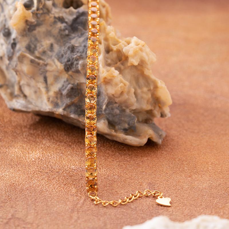 Браслет с натуральным цитрином Color Treasure Jewelry для женщин, стерлинговое серебро S925, каналы Xiaohongshu, WeChat