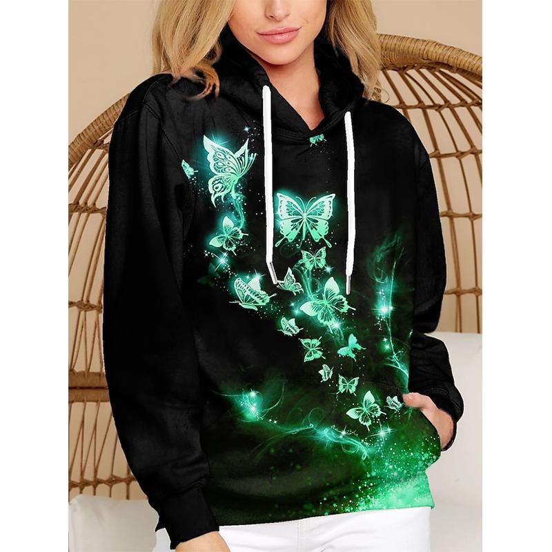 Толстовки с принтом бабочек 3D Женская мода Повседневная уличная одежда Толстовка с капюшоном Большие пуловеры Толстовки с капюшоном Детские топы Одежда