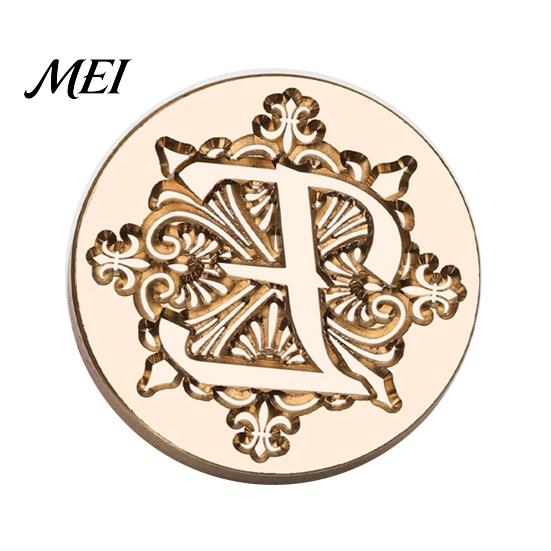 Decorative Wax Seal Stamp Iris A-Z Initial Alphabet Head, Brass Engraved Vintage Sealing Head for Wedding Invitations Envelopes Journal Gift Packaging