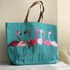 Jute Shopping Bag Eco Shopper Beach Bag  SRBG-9 Flamingo