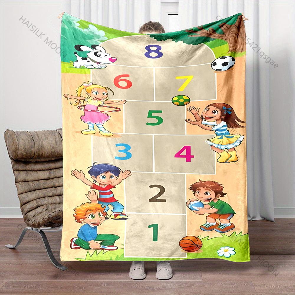 Multiple sizes Hopscotch and playing s print blanket adult children warm for home travel soft and comfortable blanket