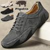 The Trending of Men's Pigskin Casual Shoes Fashion Breathable Sports Shoes Non-slip Comfortable Business Shoes