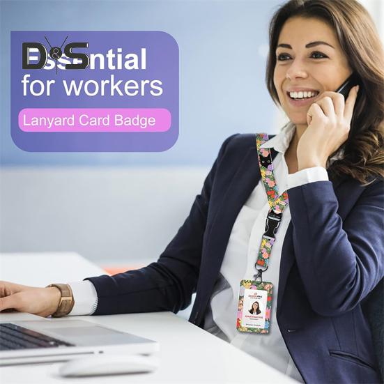 Держатель для удостоверения личности с ремешком для учителя, вертикальный брелок для бейджа и брелок для медсестры, учителя, сотрудника службы безопасности