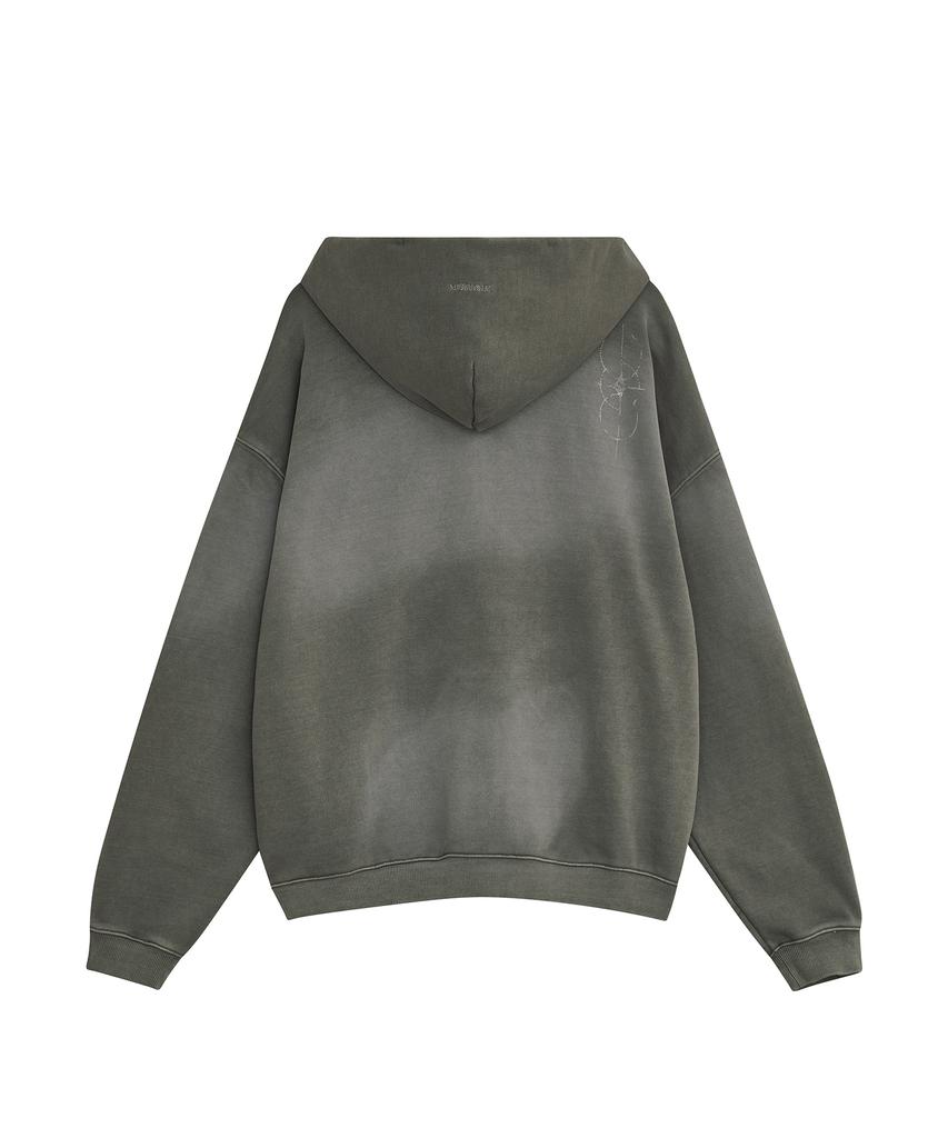 Defgarments Пигментная щетка с капюшоном на молнии [Хаки]