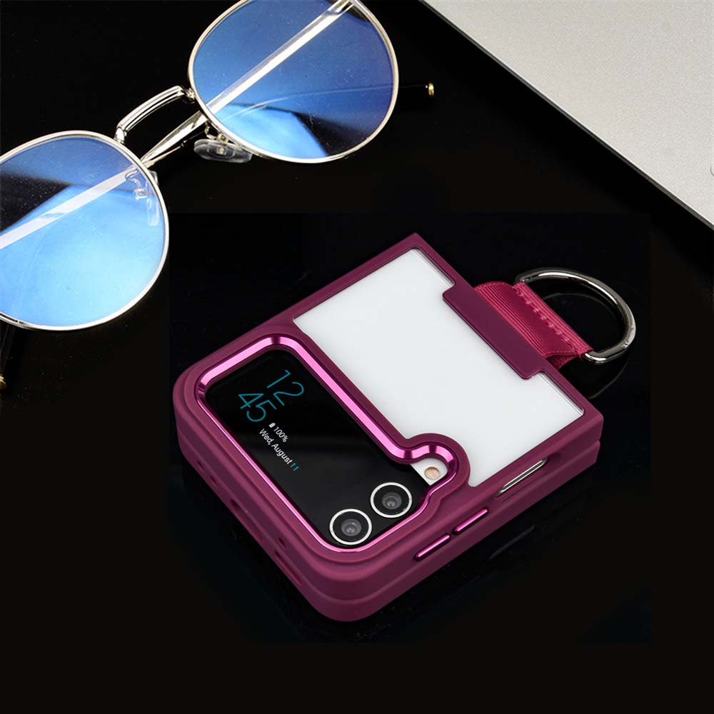 Clear Case for Samsung Galaxy Z Flip 4 Case with Ring Support Wireless Charging Shockproof Cover for Samsung Z Flip 4 5G