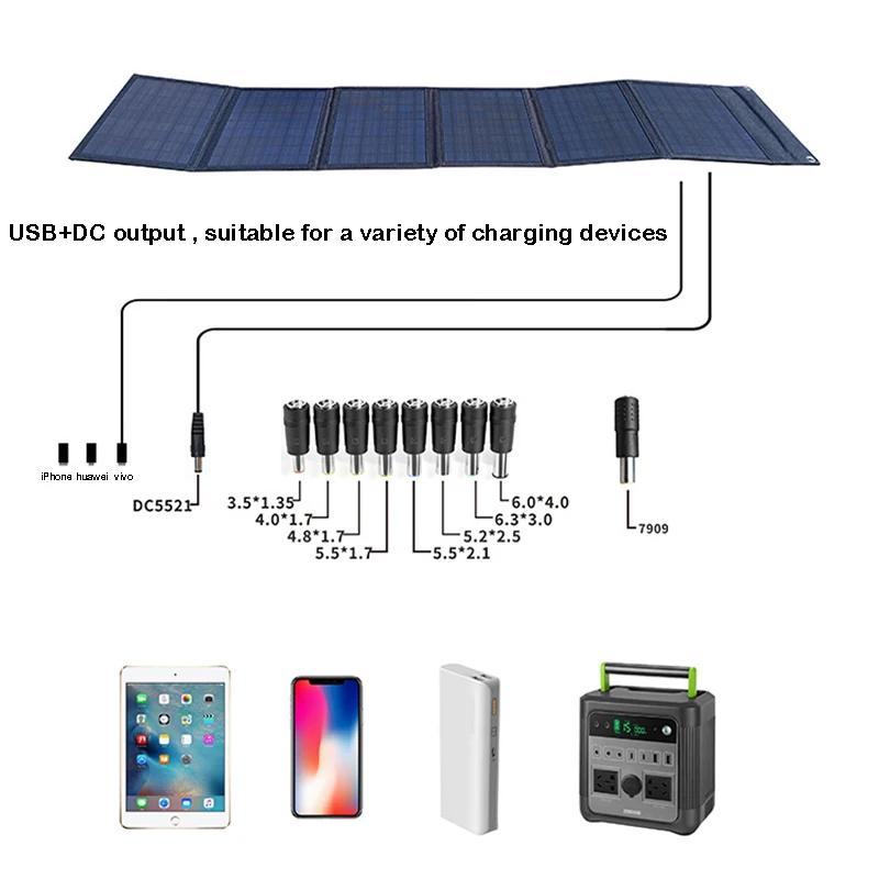 100 Вт солнечная панель складная сумка USB+DC выход солнечное зарядное устройство портативное складное зарядное устройство Sola наружный источник питания