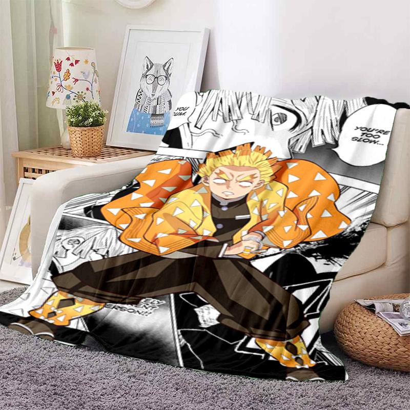 Japanese manga artist Koyoharu Gotouge's Demon Slayer blanket Soft and portable four season home bed, office travel, lunch break, warm blanket K14