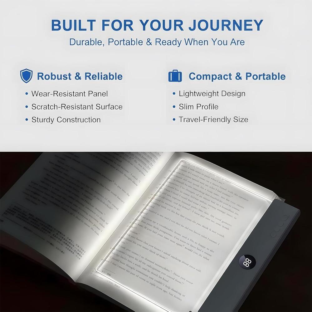 This reading lamp, also known as a clip-on reading lamp, is a rechargeable, transparent LED tablet reading lamp, suitable for reading in bed at night.