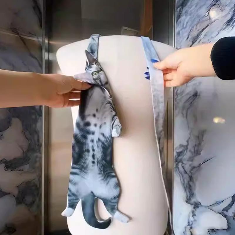 3D Кошка В форме кошки Унисекс Галстук Креативный рисунок Животное Котёнок Галстук на шею Атласная ткань Реалистичный Галстук на шею Для Свадьбы Вечеринки