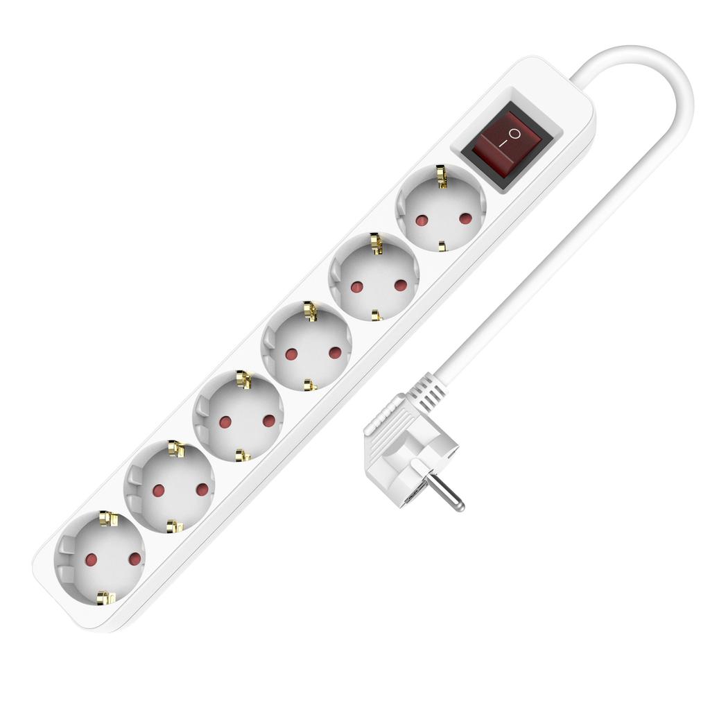 Power Strip Extension Cord 6 Sockets With Switch 1.5M Schuko Cable