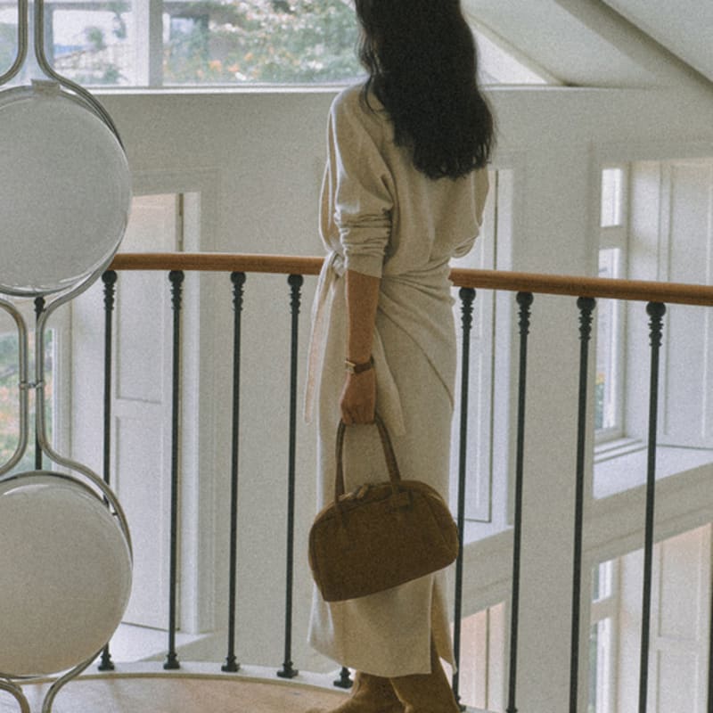 WISELY VELVET CASHMERE SHAWL MUFFLER_OATMEAL