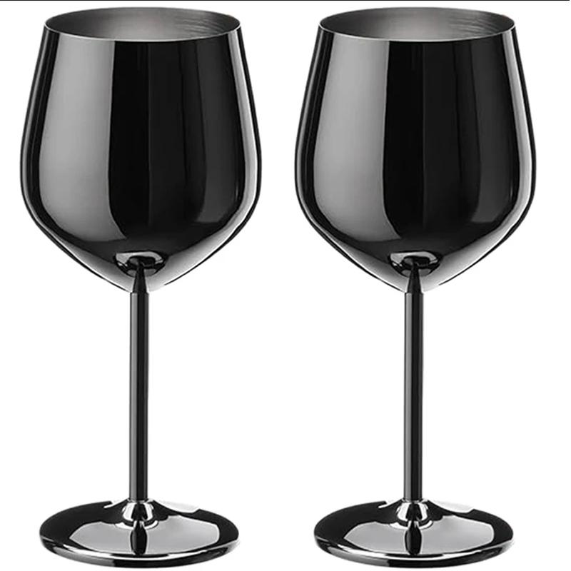 Бокал для вина из нержавеющей стали 500 мл 304 цвета розового золота, серебра, золота, прочный металлический бокал для красного вина, шампанского, для бара, вечеринки