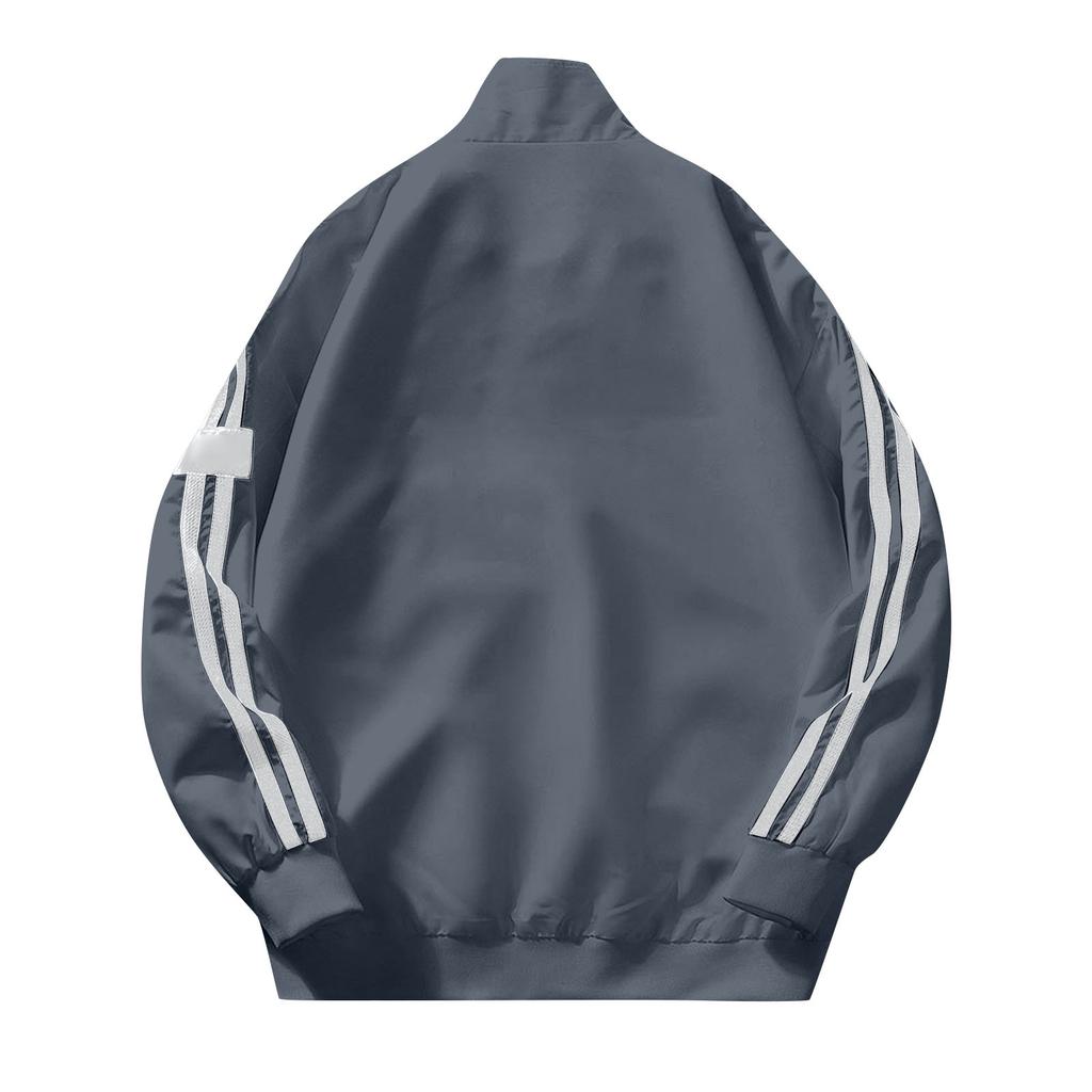 Men's Baseball Jacket Workwear Jacket Casual Sports Fashion Two-Stripe Top Coat