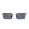 Dervin Leopard Decorated Arms Rimless Rectangle Sunglasses For Men And Women ( )