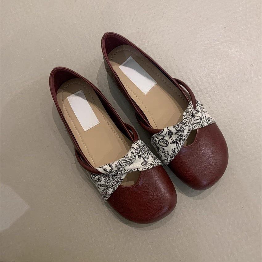 Vintage French Women Mary Jane Shoes Spring Round Toe Shallow Mouth Soft Sole Ballet Flats Elegant Casual Footwear