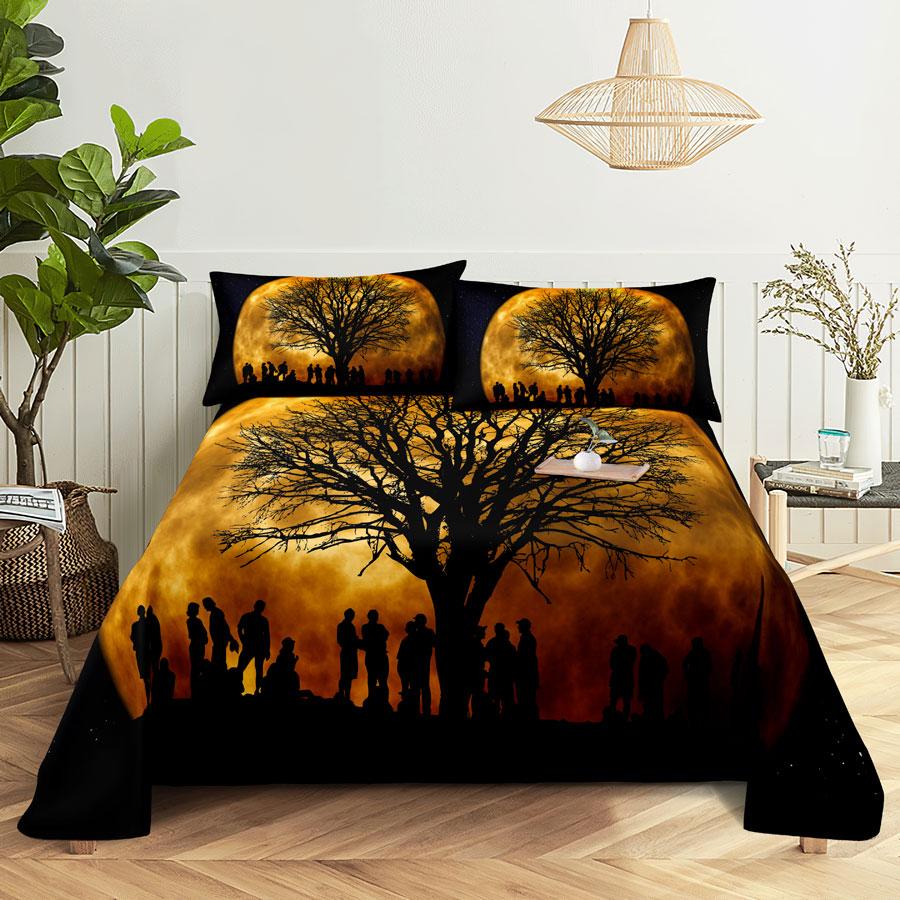 Comforter Scene Bed Sheet And Bedding Linens Queen King Double Size 220X240 Trees For Bedroom Soft Twin Full Single