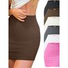 Slim-Fit Ribbed Mini Wrap Hip Skirt Girl Silm Rib Mini Bodycon Dress Female