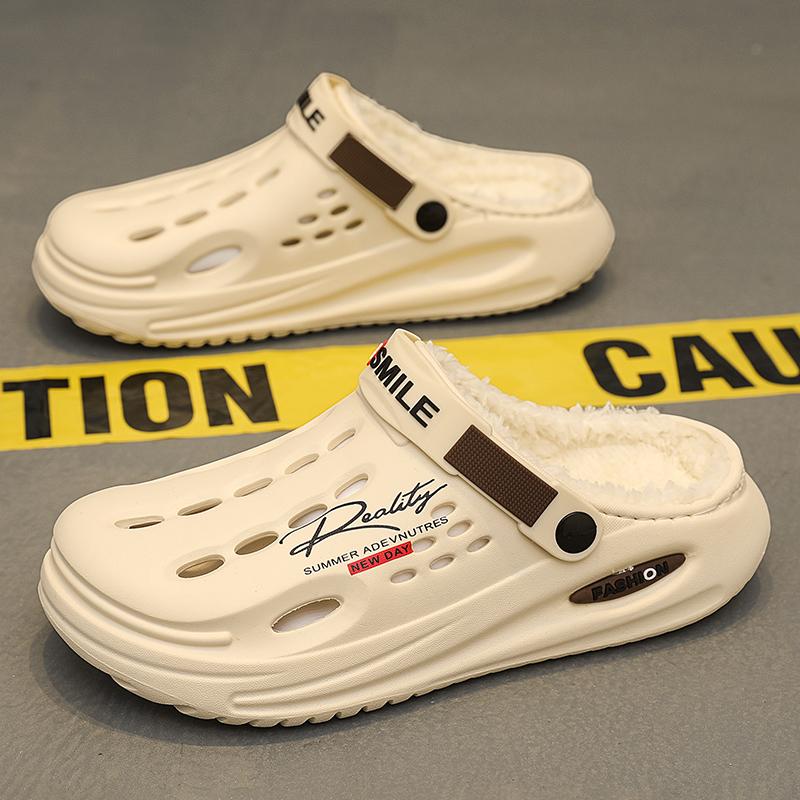 Модные зимние мужские тапочки, теплые пушистые тапочки, мягкие домашние хлопковые туфли для спальни, шлепанцы из ЭВА-пуха, повседневные удобные плюшевые сабо 38-45