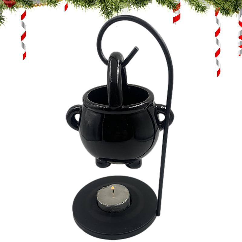 Halloween Wax Melter Cauldron Witch Cauldron To Warm Melt Wax Black Oil Incense Aroma Diffuser Home Decor Spirit