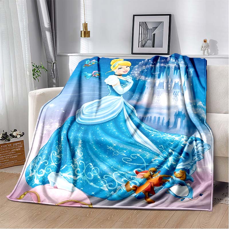 6 Sizes Princess Cinderella Cartoon Soft Flannel Fluffy Throw Camping Blanket for Children Sofa Throw Thin Blanket Female Gift