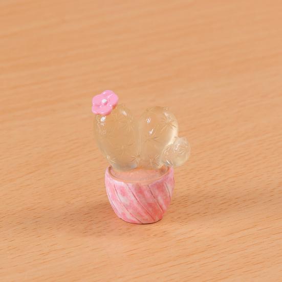 1/6Pcs Luminous Cactus Figurine Set Unique Resin Ornaments Glow-in-the-dark Desert Plant Sculpture Cactus Outdoor Garden Decoration