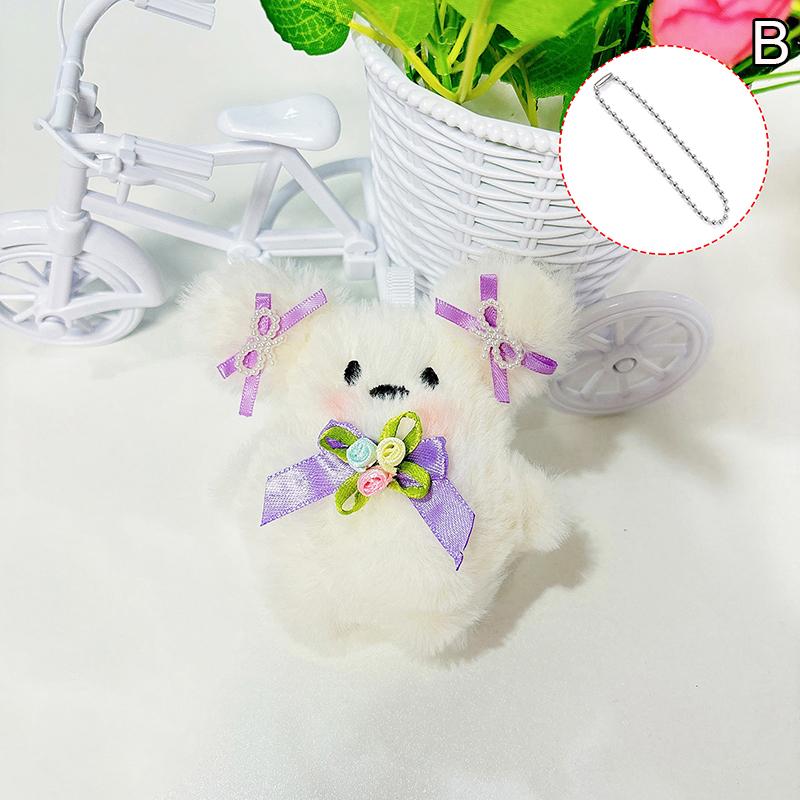 Cartoon Plush Bow Dog Keychain Plush Rabbit Car Keyring Doll Cartoon Bag Pendant Charm Decor Accessories Toy Kids Birthday Gift