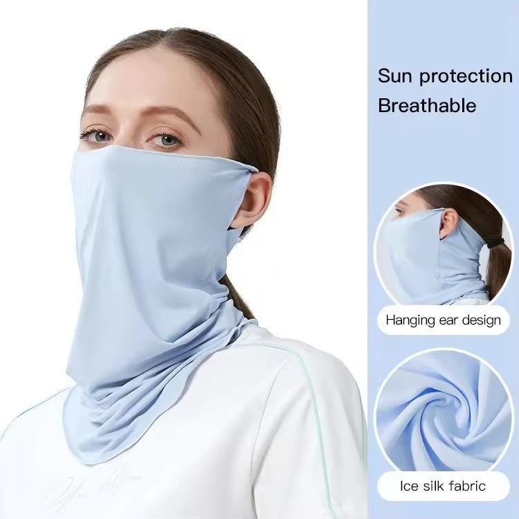 Women UPF50 Sunscreen Mask Outdoor Activities Ice Silk Face & Neck Cover Bandana with Instant Cooling 4-Way Stretch for Cycling