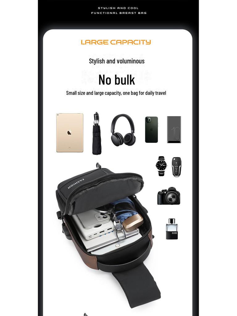 High-End Fashion Unisex Motorcycle Messenger & Chest Bag - Trendy, Waterproof, Travel & Commute Shoulder Bag