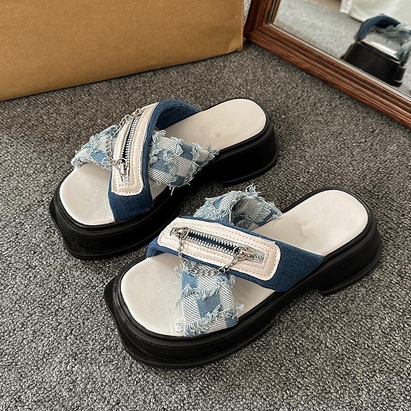 Spring and Summer Footwear Platform Sandals and Slippers To Increase Non-slip Women's Shoes Beach Shoes.