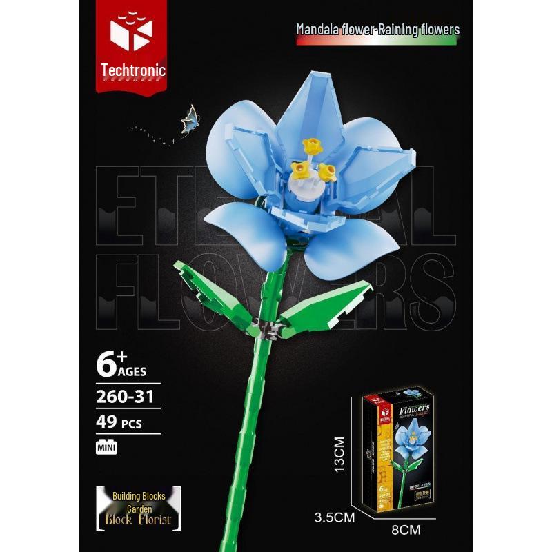 Tulip Lego-Compatible Everlasting Flower Building Blocks: Puzzle Ornament Potted Plant Toy, Valentine's Day Rose Gift.
